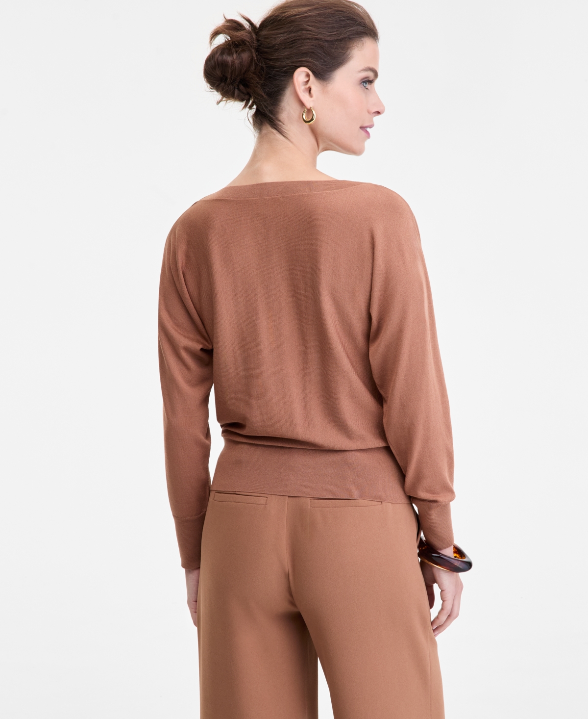 Inc International Concepts Women's Boat-neck Sweater, Macy's Exclusive In Brown