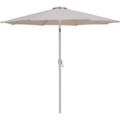 Fiji Beige Fabric / Matte Black Aluminum Patio Umbrella with Base Sets