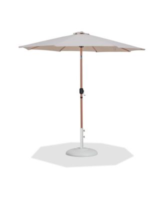 Fiji Beige Fabric / Matte White Aluminum Patio Umbrella with Base Sets