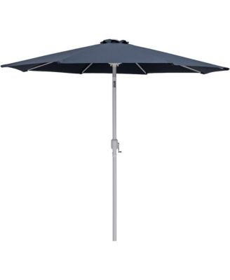 Fiji Grey Fabric / Teak Aluminum Patio Umbrella with Base Sets