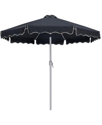 Amalfi Black With Cream Piping / Matte Black Metal Patio Umbrella with Base Sets