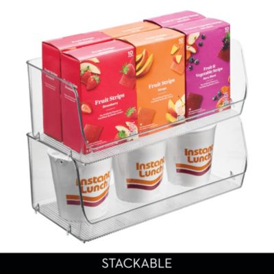 Wide Stackable Open-Front Storage Bins - Set of 3 - Clear - Made in USA