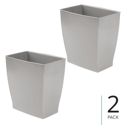 Rectangular Trash Can, 2.5 Gallon / 9.5 Liter, 2-Pack, Gray, Made in USA