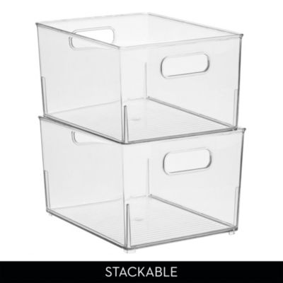 Small Stackable Bathroom Storage Bin - Set of 4 - Clear - Made in USA