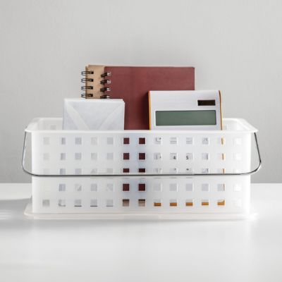 Medium Stackable Shower Basket, Set of 3, Clear/Frost, Made in USA