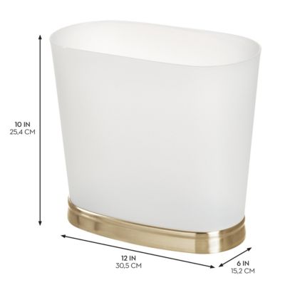 Small Oval Bathroom Trash Can - Frost/Soft Brass - Made in USA