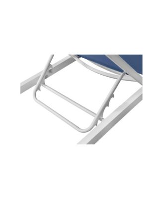 Nizuc Navy Mesh Water Resistant Fabric Outdoor Patio Chaise Lounge Chair