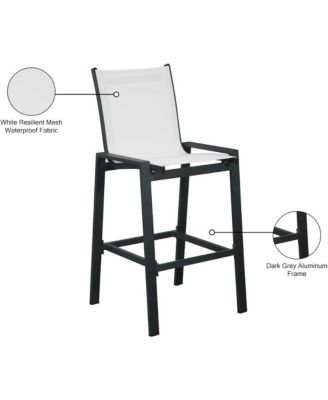 Nizuc White Mesh Water Resistant Fabric Outdoor Patio Barstool, Set of 2