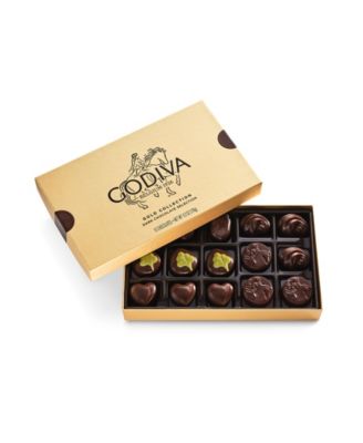 Assorted Dark Chocolate Gold Gift Box, 15 Pieces
