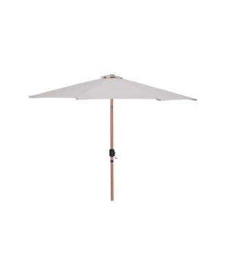 Fiji Beige Fabric / Teak Aluminum Patio Umbrella with Base Sets