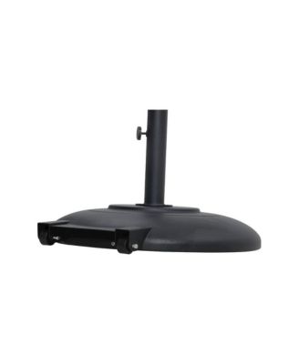 Amalfi Navy With Cream Piping / Matte Black Metal Patio Umbrella with Base Sets