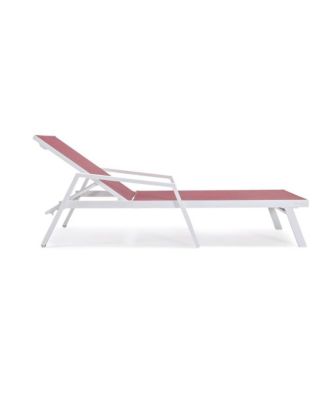 Marlin Patio Chaise Lounge Chair With Armrests in White Aluminum Frame