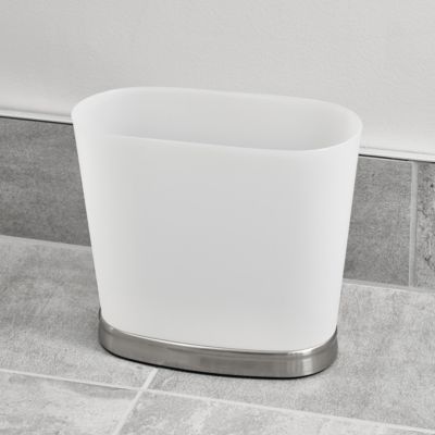 Small Oval Bathroom Trash Can - Frost/Brushed Nickel - Made in USA