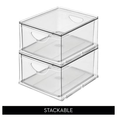 Stackable Storage Drawer for Pantry, Set of 4, Clear, Made in USA