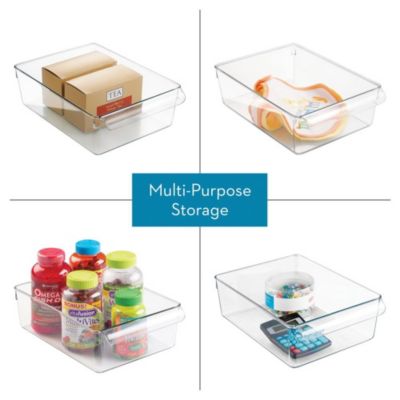 Fridge Storage Tray with Handle - Set of 2 - Clear