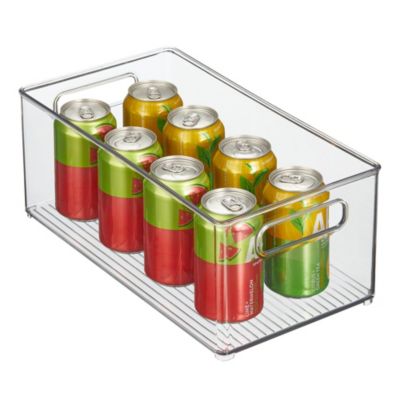 Plastic Stackable Fridge Bin with Handles, Set of 2, Clear, Made in USA