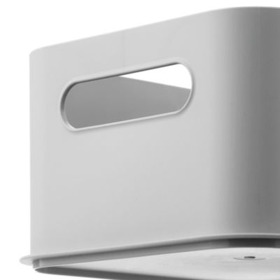 Plastic Pantry Storage Bin with Handles - Set of 2 - Gray - Made in USA