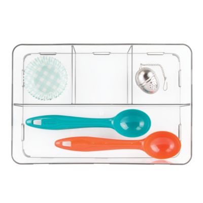 Interlocking 4-Section Plastic Drawer Organizer