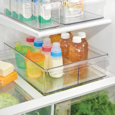 Divided Plastic Pantry Bin with Handle, Clear, Made in USA