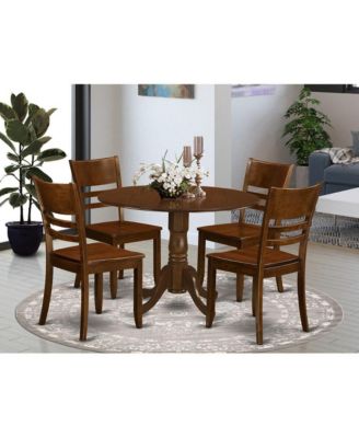 5 Pc with 2 drop leaves and 4 Wood Kitchen Chairs in Espresso