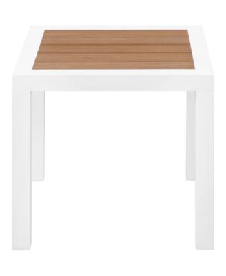 Nizuc Brown Wood Look Accent Paneling Outdoor Patio Aluminum End Table