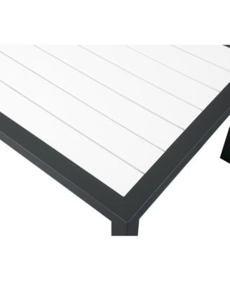 Nizuc White Wood Look Accent Paneling Outdoor Patio Aluminum End Table