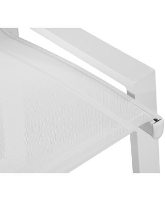 Nizuc White Mesh Water Resistant Fabric Outdoor Patio Barstool, Set of 2