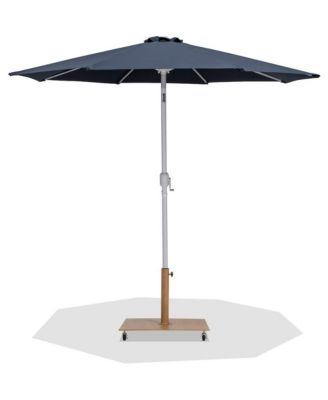 Fiji Grey Fabric / Teak Aluminum Patio Umbrella with Base Sets