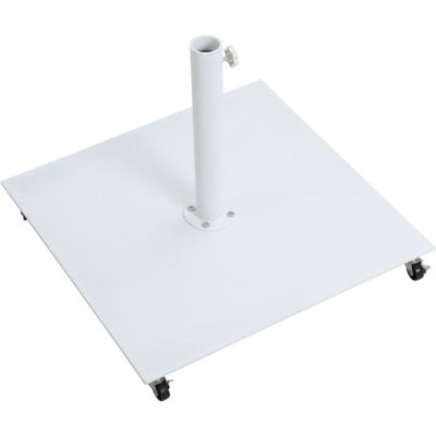 Fiji Black Fabric / Matte White Aluminum Patio Umbrella with Base Sets