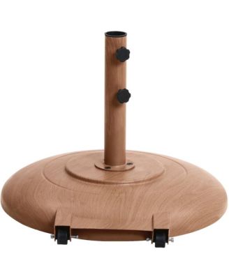 Fiji Black Fabric / Teak Aluminum Patio Umbrella with Base Sets