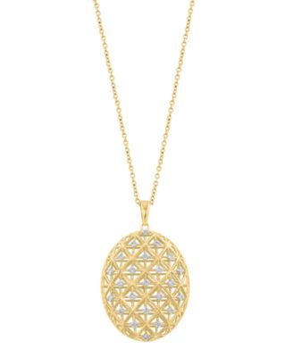 EFFY&reg; Diamond Lattice Openwork Oval 18" Pendant Necklace (1/4 ct. t.w.) in 14k Gold