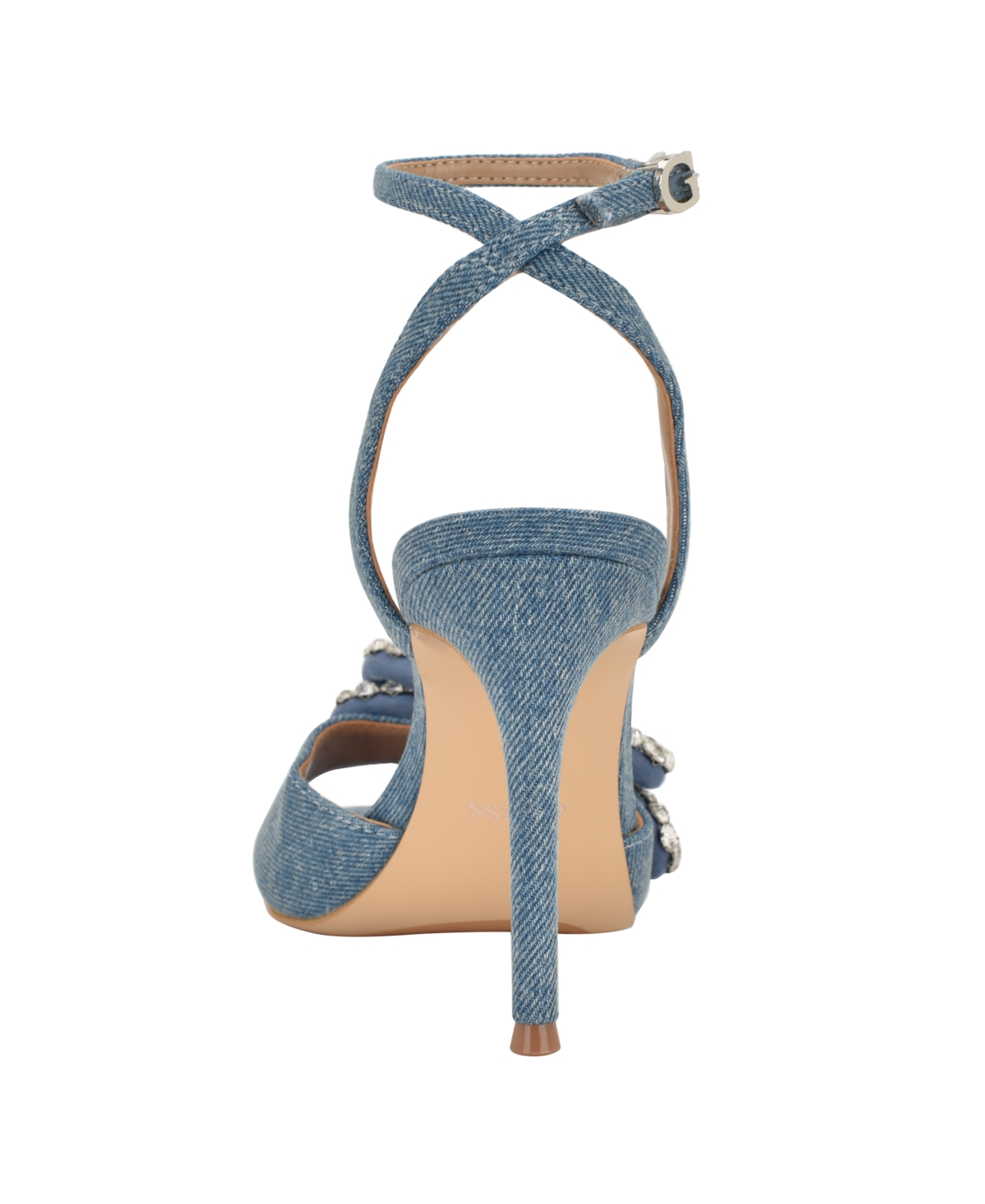 Guess Women's Charmin Rhinestone Bow Ankle Strap Dress Sandals In Blue
