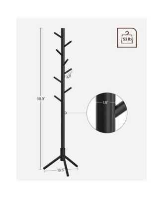 Freestanding Solid Wood Coat Rack with 8 Hanging Hooks, Modern Design