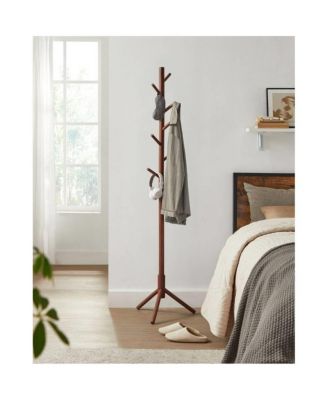 Freestanding Solid Wood Coat Rack with 8 Hanging Hooks, Modern Design