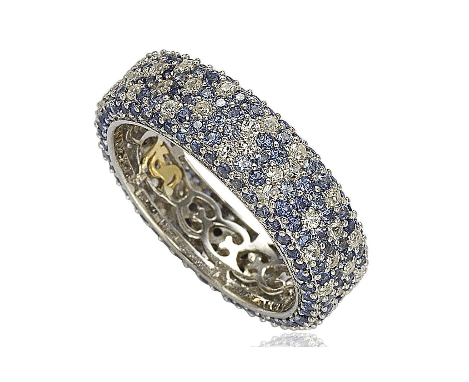 Sterling Silver Sapphire Pave Eternity Band Ring