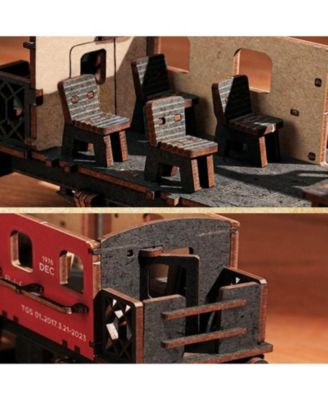 3D Puzzles Steam Journey Train Vintage Car Kit Toy Xmas Gift for Boys and Girls, Multicolored, 12.32"9.06"2.36