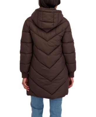 Juniors' 3/4 Puffer Jacket with Hood