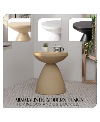 Dune Collection Fiberglass Outdoor Side Table in Beige