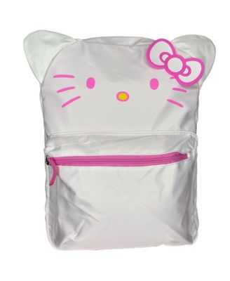 Sanrio White and Pink Head 16" School Backpack with Front Pocket
