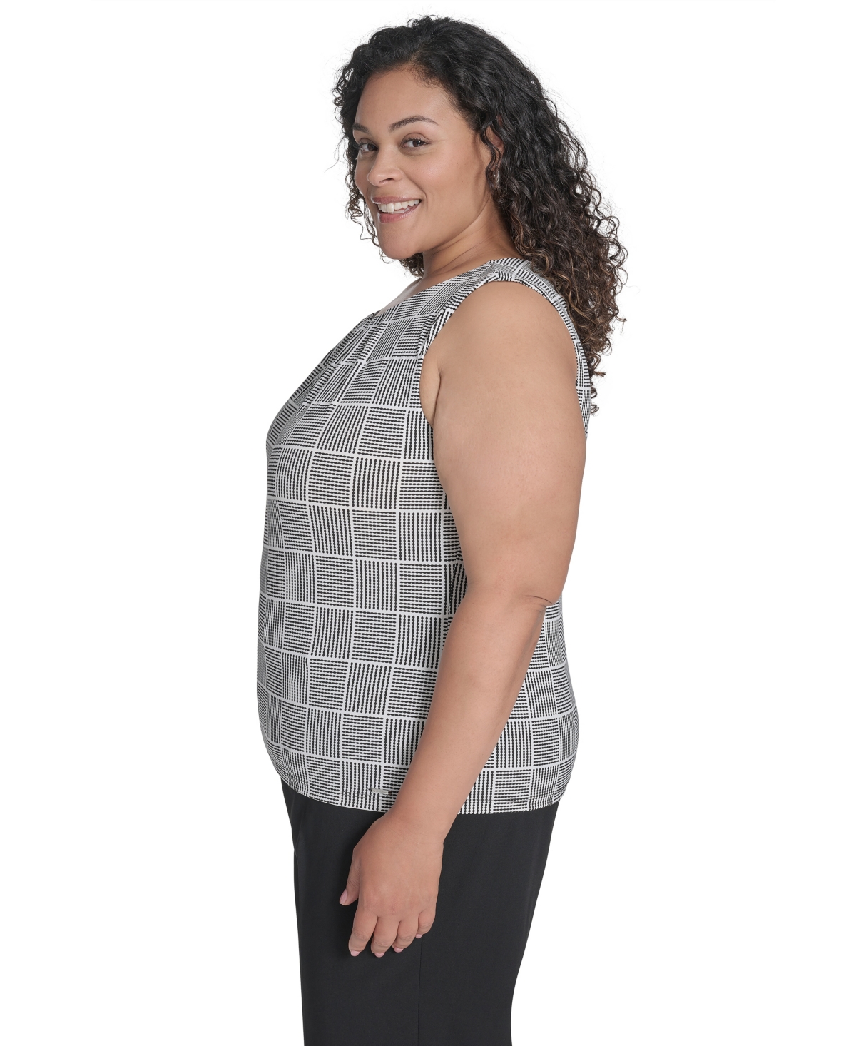 Calvin Klein Plus Size Pleated Top In Gray