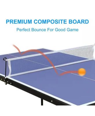 Folding Ping Pong Table Set with Net, 2 Paddles, and Balls for Indoor Play