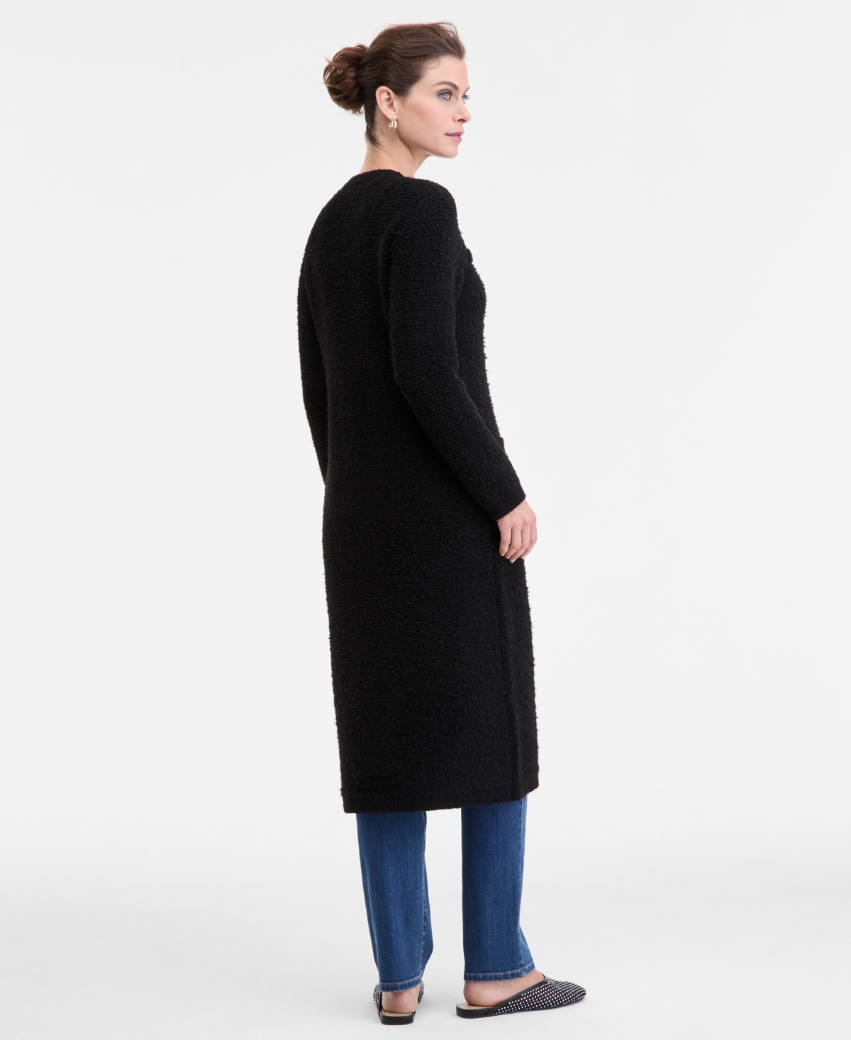 Inc International Concepts Women's Boucle Duster Cardigan, Macy's Exclusive In Black