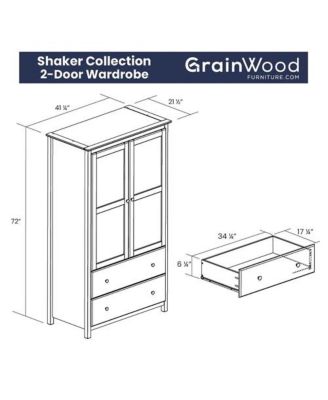 Solid Wood Bedroom Armoire Wardrobe with Hanging Bar for Clothes Storage