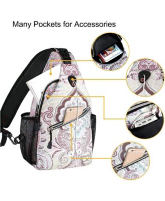 National Style Sling Backpack - Pattern Rope Design Crossbody Daypack for Travel & Hiking