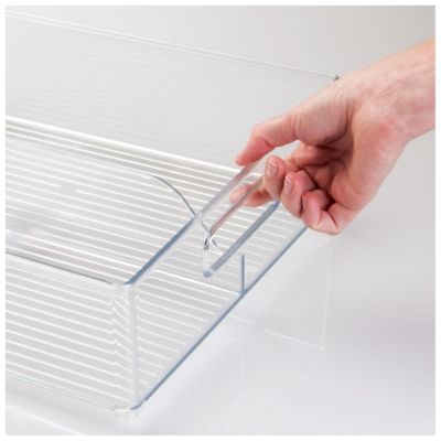 Divided Storage Bin for Fridge or Pantry, Clear, Made in USA
