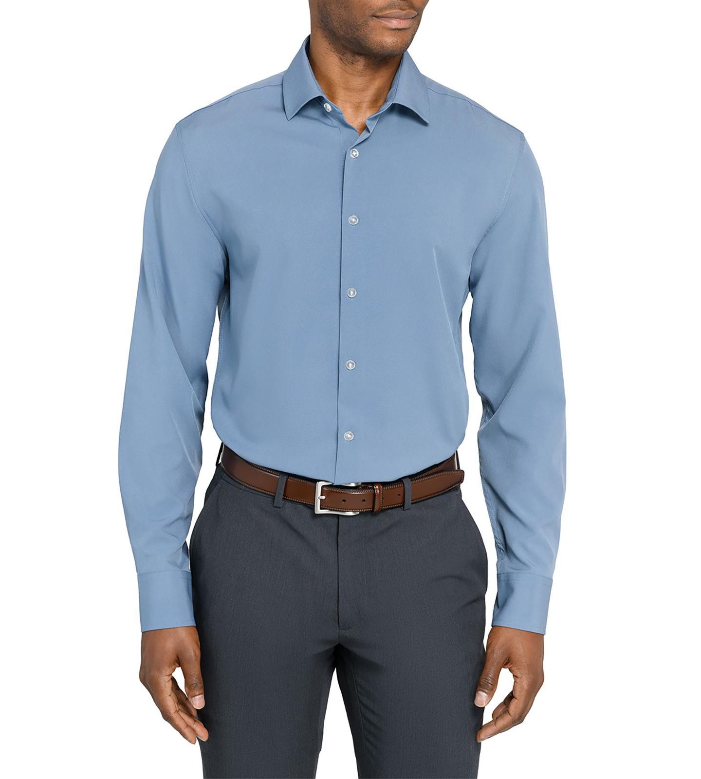 Мужская рубашка ConStruct Solid Performance Stretch Cooling Comfort Dress Shirt, цвет: Hydrangea — фото 1