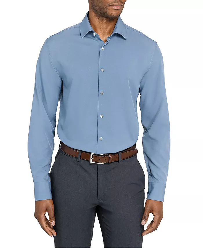 Men's Solid Performance Stretch Cooling Comfort Dress Shirt