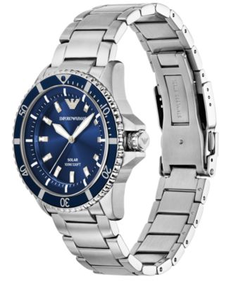 Men's World Explorer Solar Stainless Steel Bracelet Watch 42mm