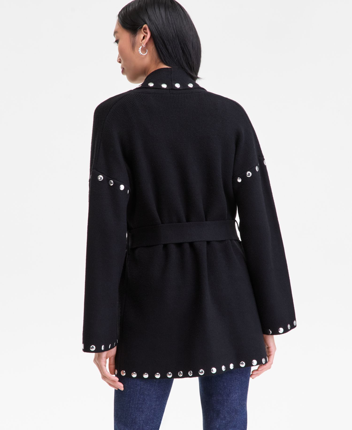 Women's Studded Belted Cardigan