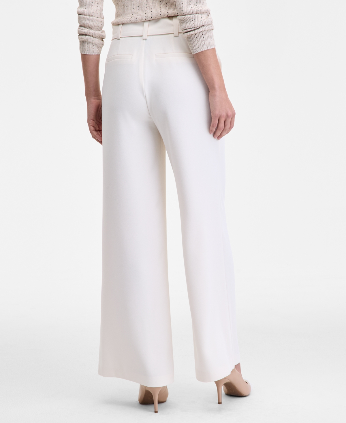 Inc International Concepts Women's Belted High-rise Wide-leg Pants, Macy's Exclusive In White
